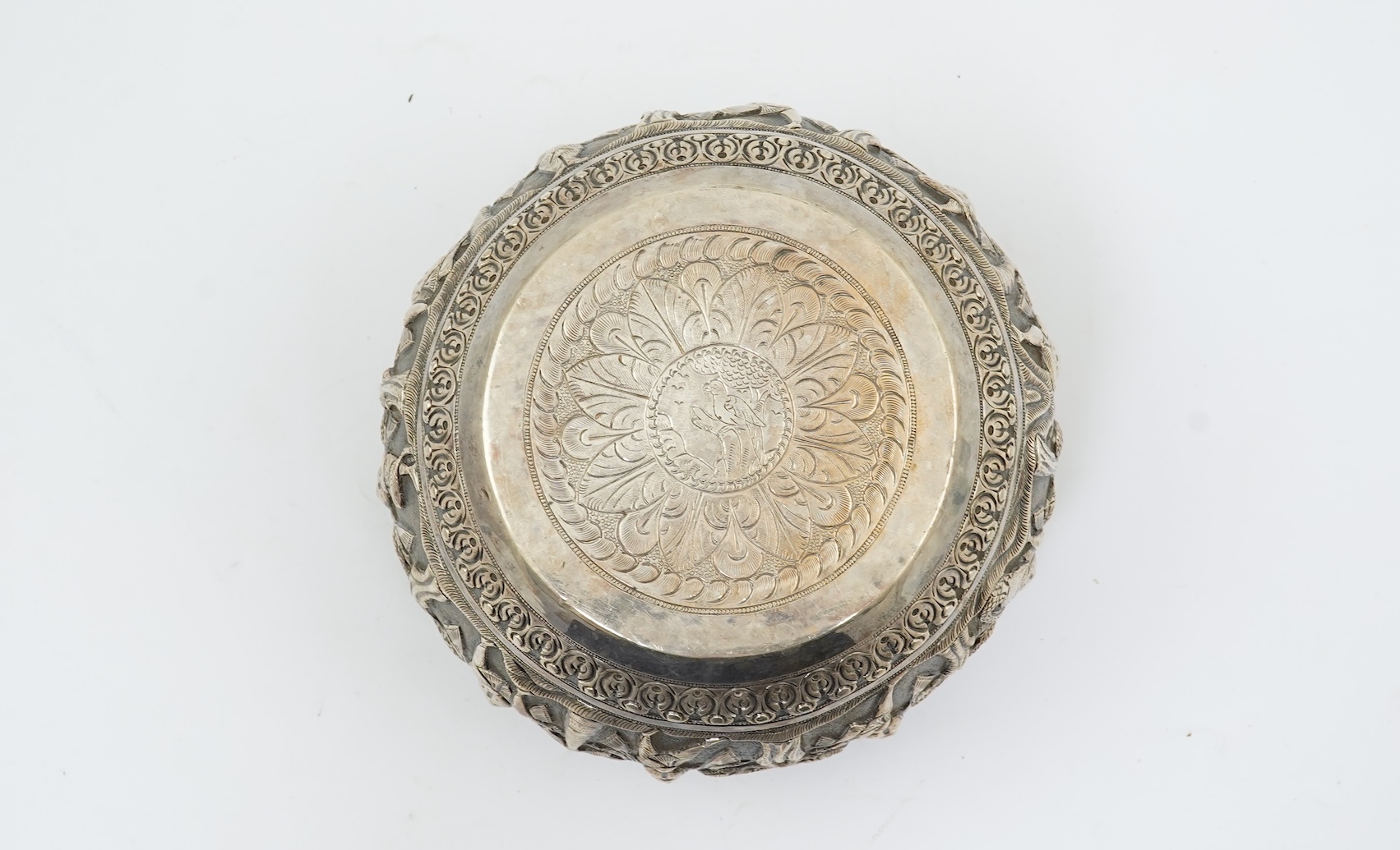 An early 20th century Burmese silver circular bowl